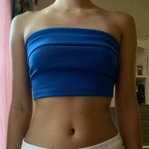 Blue Strapless Tube Top